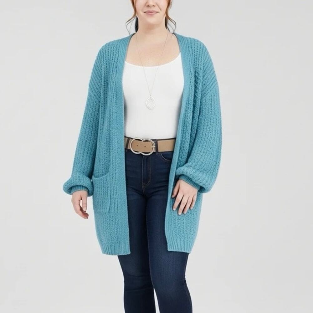 Lane Bryant Light Blue Knit Duster Cardigan Long Sleeves Size 2XL